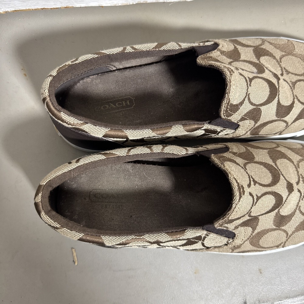 Coach Alegra signature logo canvas and leather slip-on sneakers Sz 8.5 - Picture 4 of 8